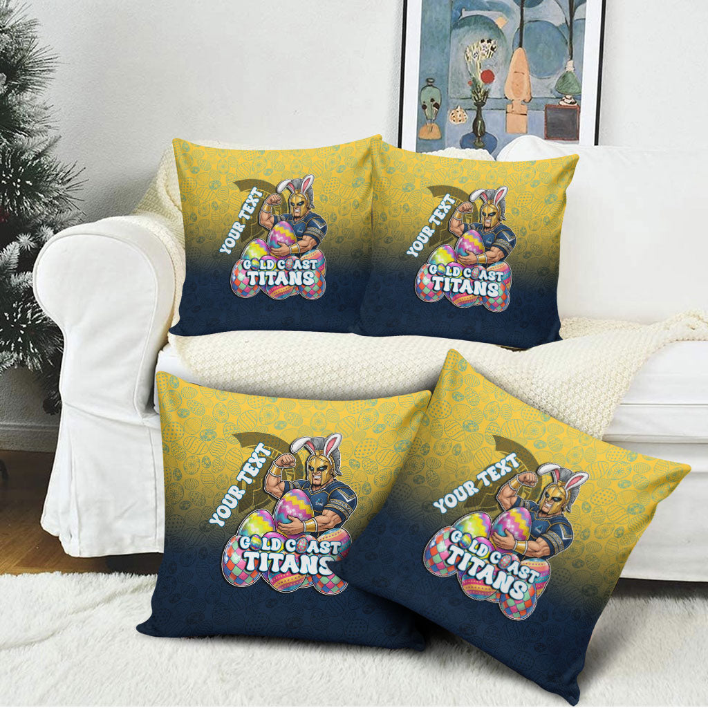 Personalized Gold Coast Titans Pillow Cover Easter Mascot - Colorful Eggs Cartoon Style