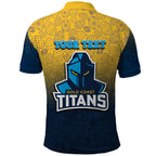 Personalized Gold Coast Titans Polo Shirt Easter Mascot - Colorful Eggs Cartoon Style