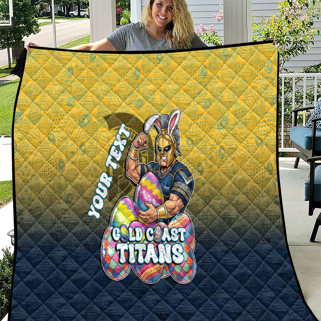Personalized Gold Coast Titans Quilt Easter Mascot - Colorful Eggs Cartoon Style