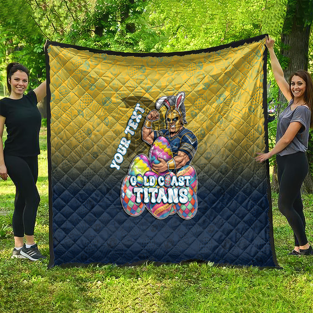 Personalized Gold Coast Titans Quilt Easter Mascot - Colorful Eggs Cartoon Style
