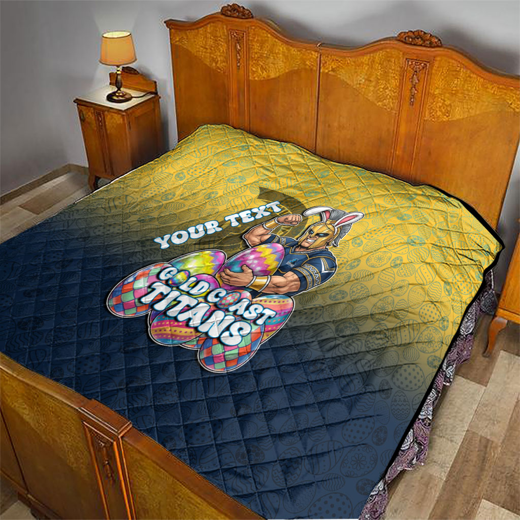 Personalized Gold Coast Titans Quilt Easter Mascot - Colorful Eggs Cartoon Style
