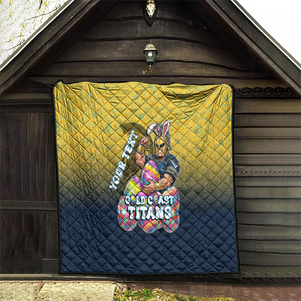Personalized Gold Coast Titans Quilt Easter Mascot - Colorful Eggs Cartoon Style