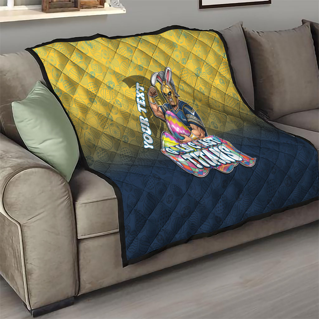 Personalized Gold Coast Titans Quilt Easter Mascot - Colorful Eggs Cartoon Style