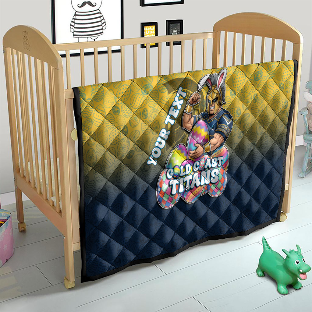 Personalized Gold Coast Titans Quilt Easter Mascot - Colorful Eggs Cartoon Style