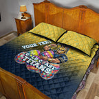 Personalized Gold Coast Titans Quilt Bed Set Easter Mascot - Colorful Eggs Cartoon Style