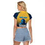 Personalized Gold Coast Titans Raglan Cropped T Shirt Easter Mascot - Colorful Eggs Cartoon Style
