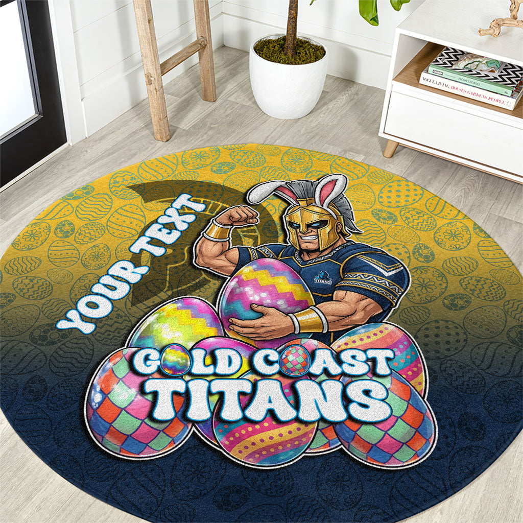 Personalized Gold Coast Titans Round Carpet Easter Mascot - Colorful Eggs Cartoon Style