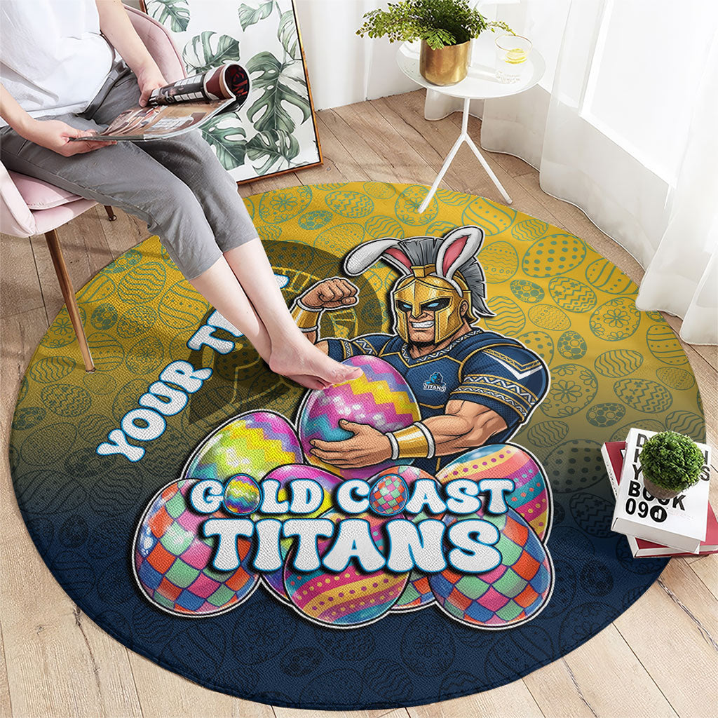Personalized Gold Coast Titans Round Carpet Easter Mascot - Colorful Eggs Cartoon Style