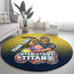 Personalized Gold Coast Titans Round Carpet Easter Mascot - Colorful Eggs Cartoon Style