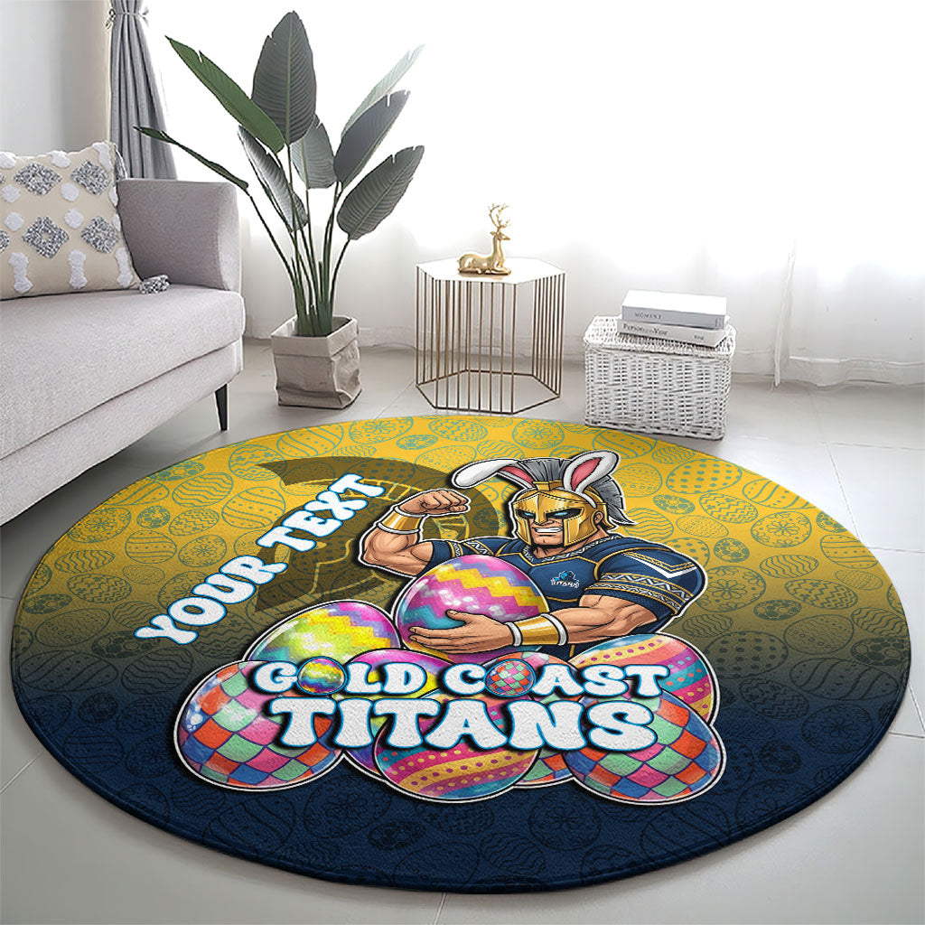 Personalized Gold Coast Titans Round Carpet Easter Mascot - Colorful Eggs Cartoon Style
