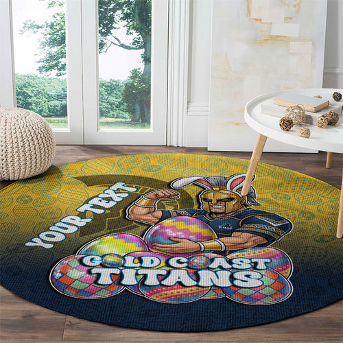 Personalized Gold Coast Titans Round Carpet Easter Mascot - Colorful Eggs Cartoon Style