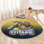 Personalized Gold Coast Titans Round Carpet Easter Mascot - Colorful Eggs Cartoon Style