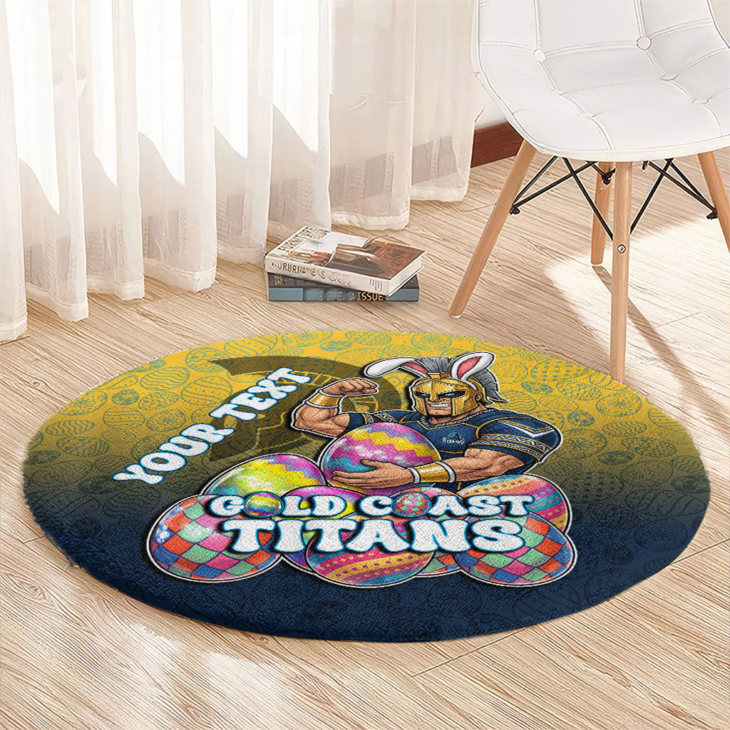 Personalized Gold Coast Titans Round Carpet Easter Mascot - Colorful Eggs Cartoon Style