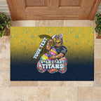 Personalized Gold Coast Titans Rubber Doormat Easter Mascot - Colorful Eggs Cartoon Style