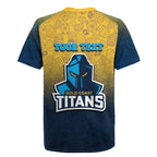 Personalized Gold Coast Titans Rugby Jersey Easter Mascot - Colorful Eggs Cartoon Style