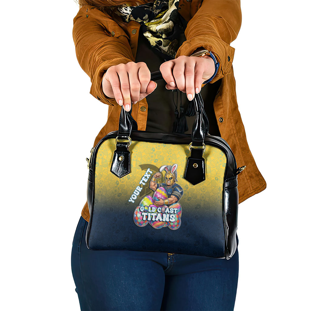 Personalized Gold Coast Titans Shoulder Handbag Easter Mascot - Colorful Eggs Cartoon Style