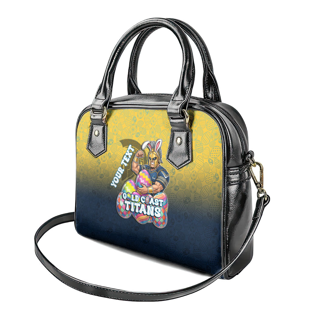 Personalized Gold Coast Titans Shoulder Handbag Easter Mascot - Colorful Eggs Cartoon Style