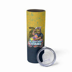 Personalized Gold Coast Titans Skinny Tumbler Easter Mascot - Colorful Eggs Cartoon Style