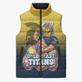 Personalized Gold Coast Titans Sleeveless Puffer Jacket Easter Mascot - Colorful Eggs Cartoon Style