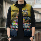 Personalized Gold Coast Titans Sleeveless Puffer Jacket Easter Mascot - Colorful Eggs Cartoon Style