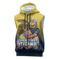 Personalized Gold Coast Titans Sleeveless Zip Hoodie Easter Mascot - Colorful Eggs Cartoon Style