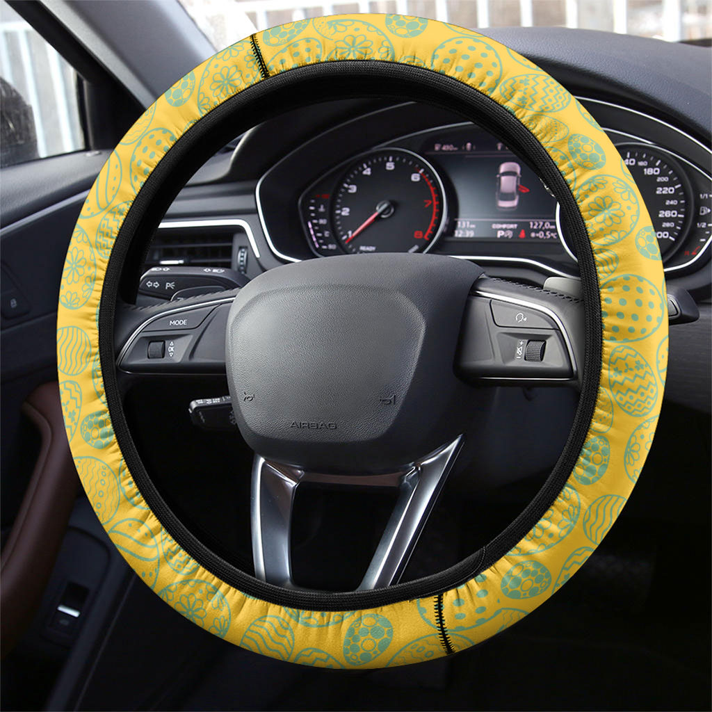 Gold Coast Titans Steering Wheel Cover Easter Mascot - Colorful Eggs Cartoon Style