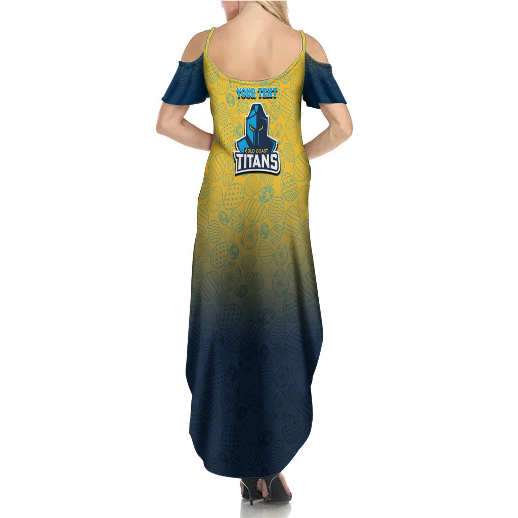 Personalized Gold Coast Titans Summer Maxi Dress Easter Mascot - Colorful Eggs Cartoon Style
