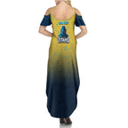 Personalized Gold Coast Titans Summer Maxi Dress Easter Mascot - Colorful Eggs Cartoon Style