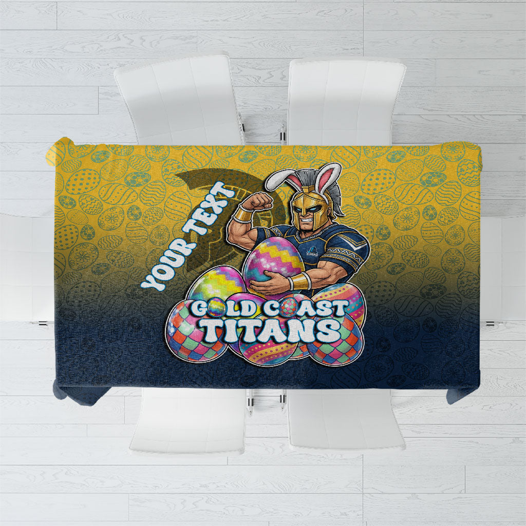 Personalized Gold Coast Titans Tablecloth Easter Mascot - Colorful Eggs Cartoon Style