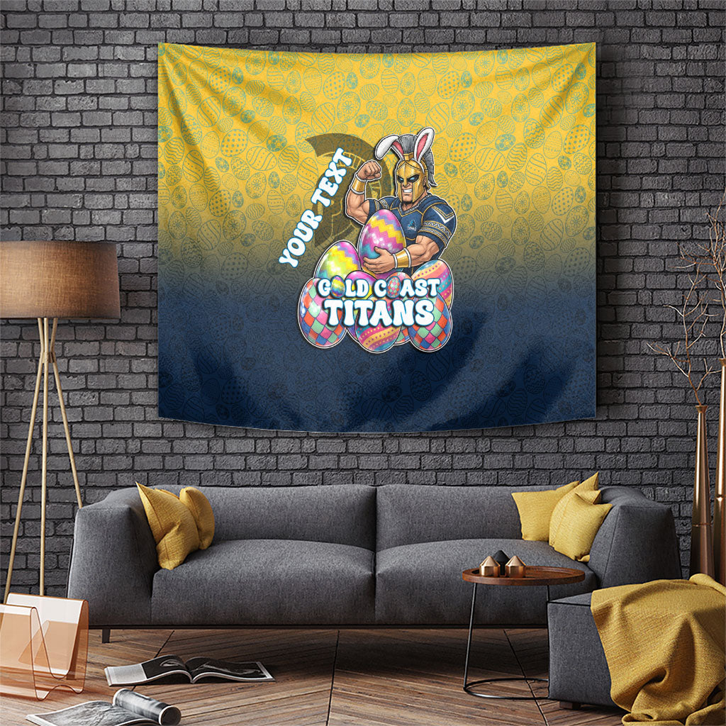 Personalized Gold Coast Titans Tapestry Easter Mascot - Colorful Eggs Cartoon Style