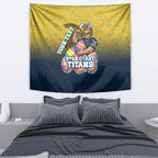 Personalized Gold Coast Titans Tapestry Easter Mascot - Colorful Eggs Cartoon Style