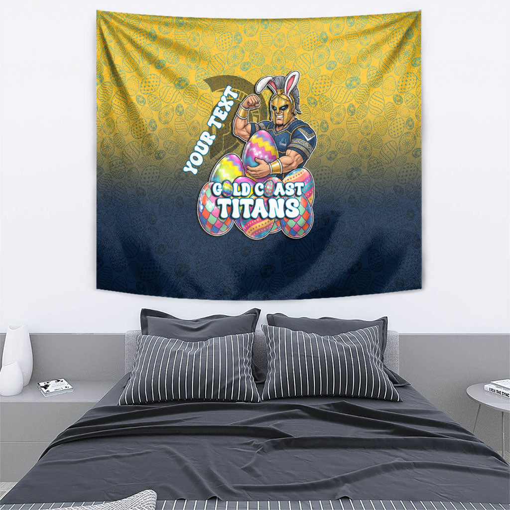 Personalized Gold Coast Titans Tapestry Easter Mascot - Colorful Eggs Cartoon Style