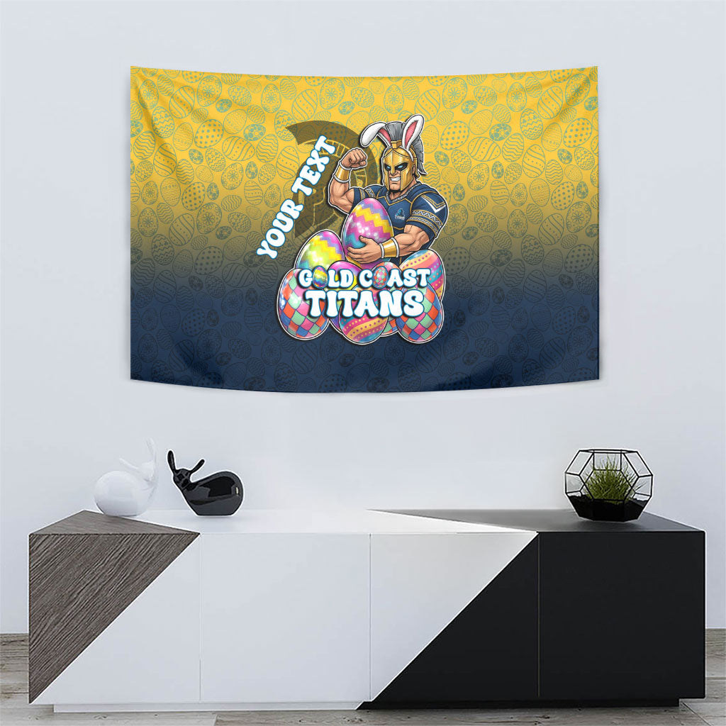 Personalized Gold Coast Titans Tapestry Easter Mascot - Colorful Eggs Cartoon Style