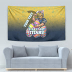 Personalized Gold Coast Titans Tapestry Easter Mascot - Colorful Eggs Cartoon Style