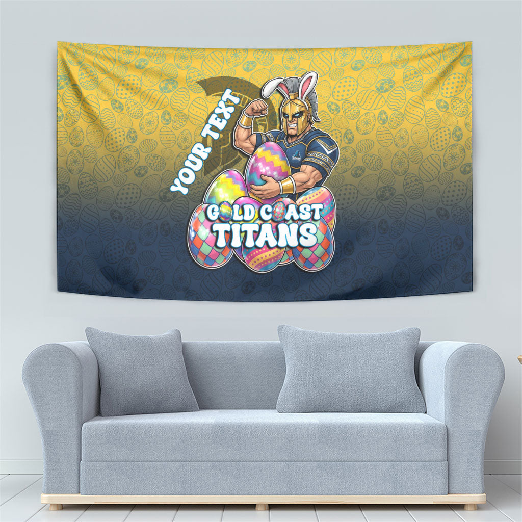 Personalized Gold Coast Titans Tapestry Easter Mascot - Colorful Eggs Cartoon Style