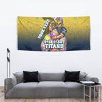 Personalized Gold Coast Titans Tapestry Easter Mascot - Colorful Eggs Cartoon Style