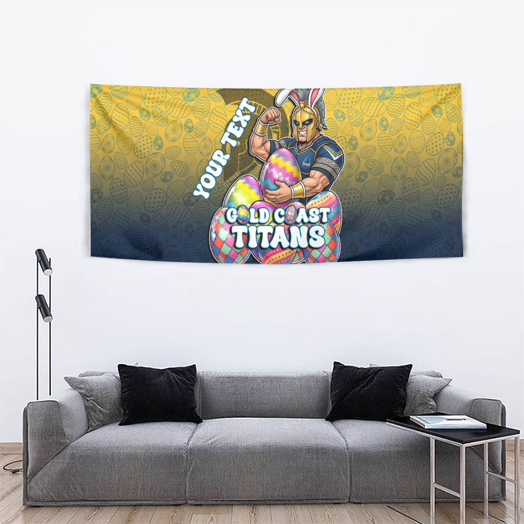 Personalized Gold Coast Titans Tapestry Easter Mascot - Colorful Eggs Cartoon Style