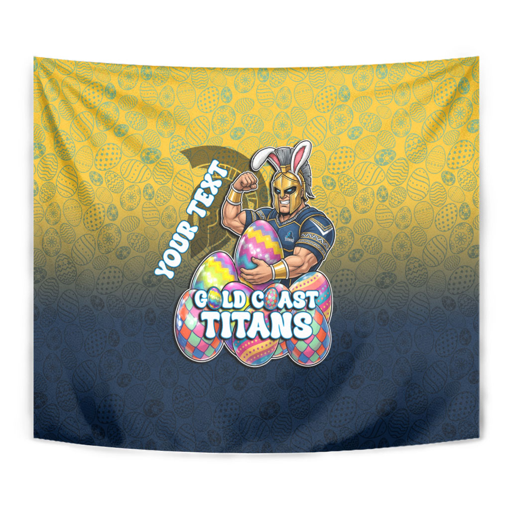 Personalized Gold Coast Titans Tapestry Easter Mascot - Colorful Eggs Cartoon Style