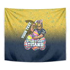 Personalized Gold Coast Titans Tapestry Easter Mascot - Colorful Eggs Cartoon Style