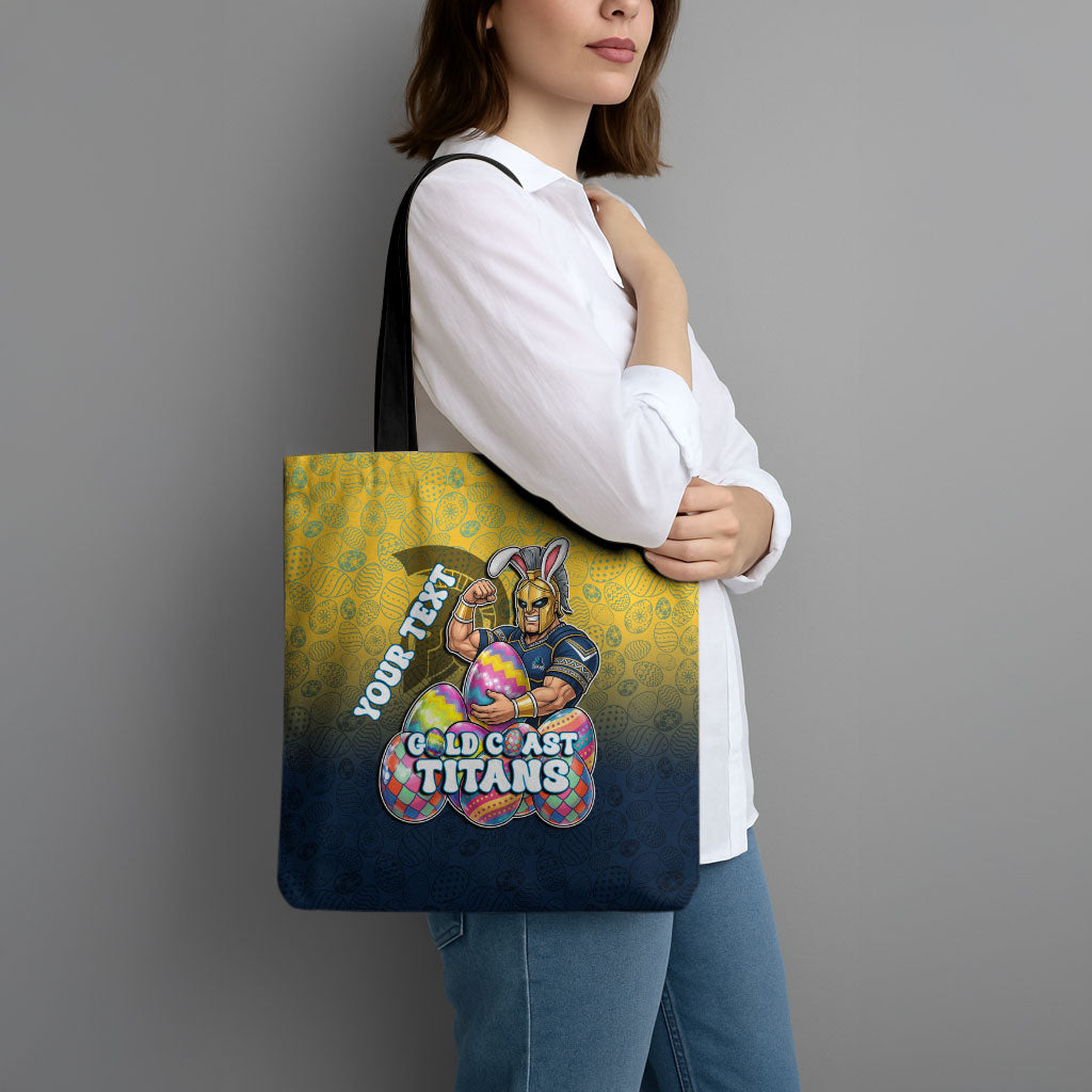Personalized Gold Coast Titans Tote Bag Easter Mascot - Colorful Eggs Cartoon Style