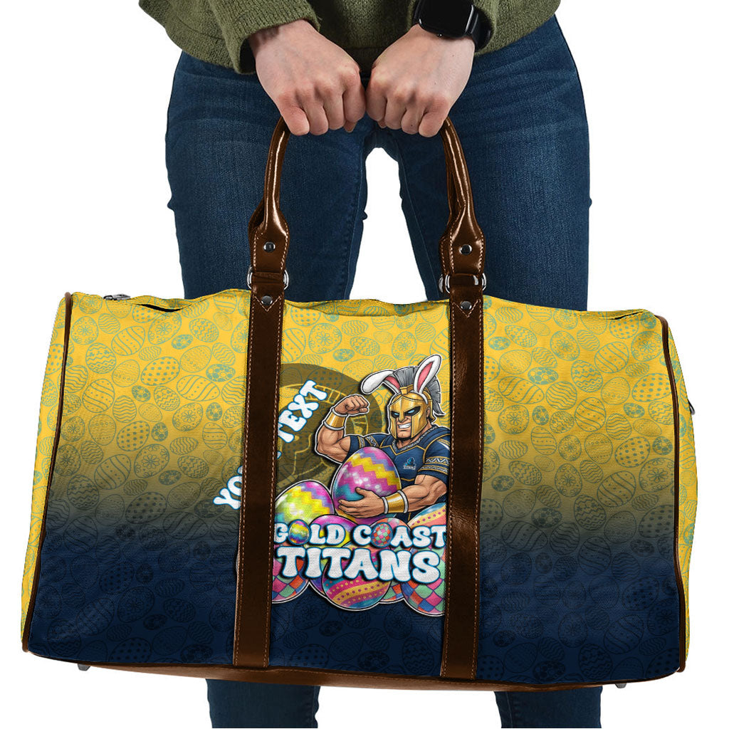 Personalized Gold Coast Titans Travel Bag Easter Mascot - Colorful Eggs Cartoon Style
