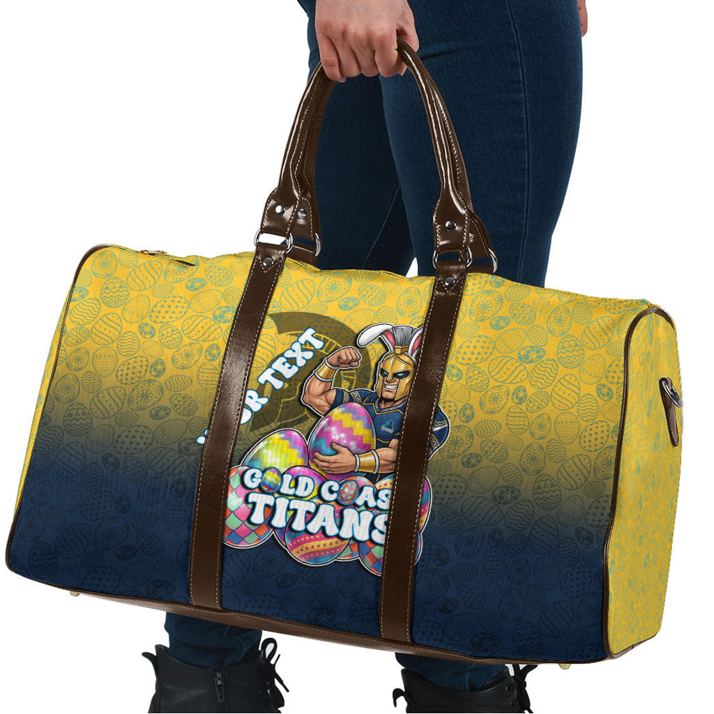 Personalized Gold Coast Titans Travel Bag Easter Mascot - Colorful Eggs Cartoon Style