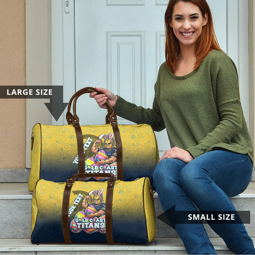 Personalized Gold Coast Titans Travel Bag Easter Mascot - Colorful Eggs Cartoon Style