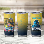 Personalized Gold Coast Titans Tumbler Cup Easter Mascot - Colorful Eggs Cartoon Style