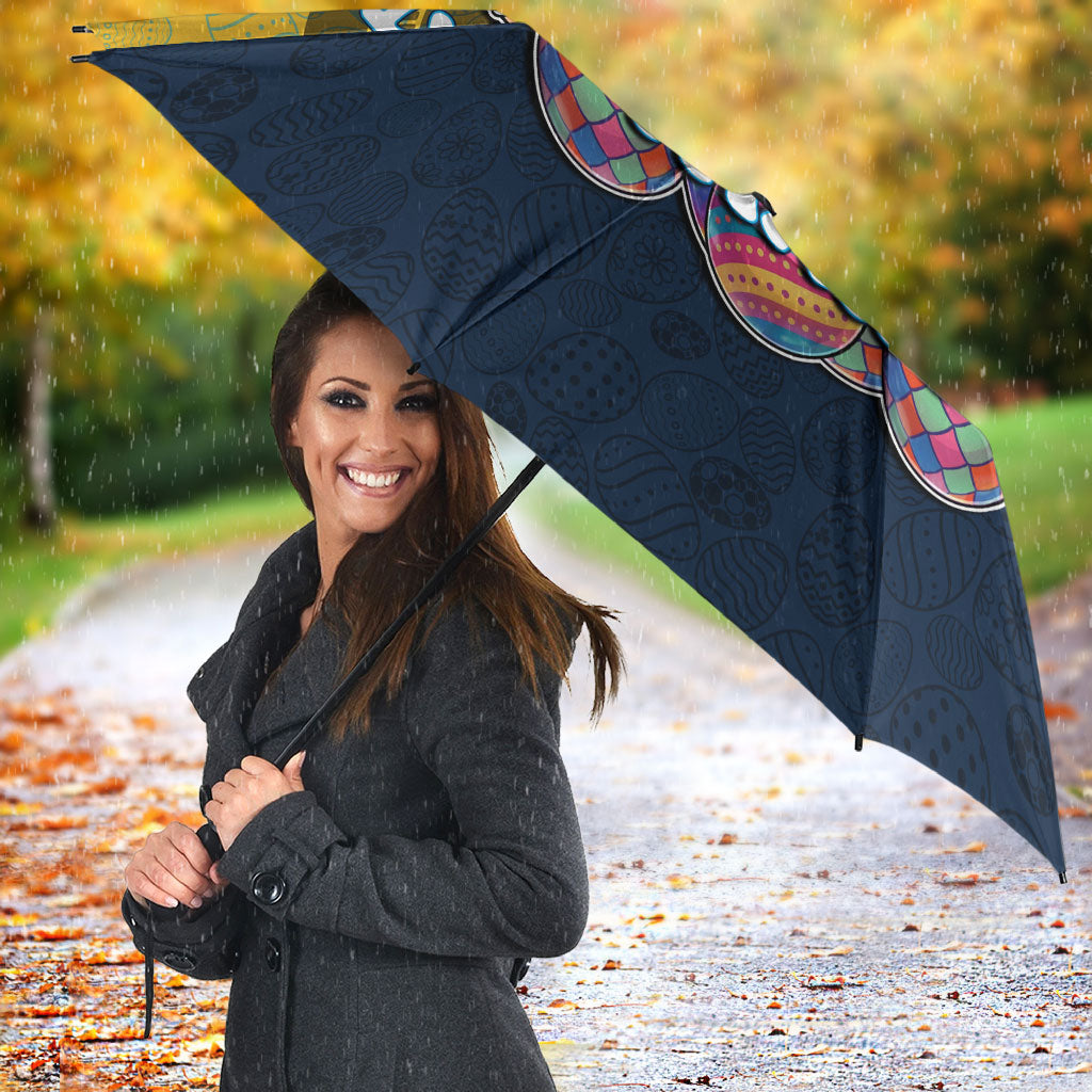 Personalized Gold Coast Titans Umbrella Easter Mascot - Colorful Eggs Cartoon Style