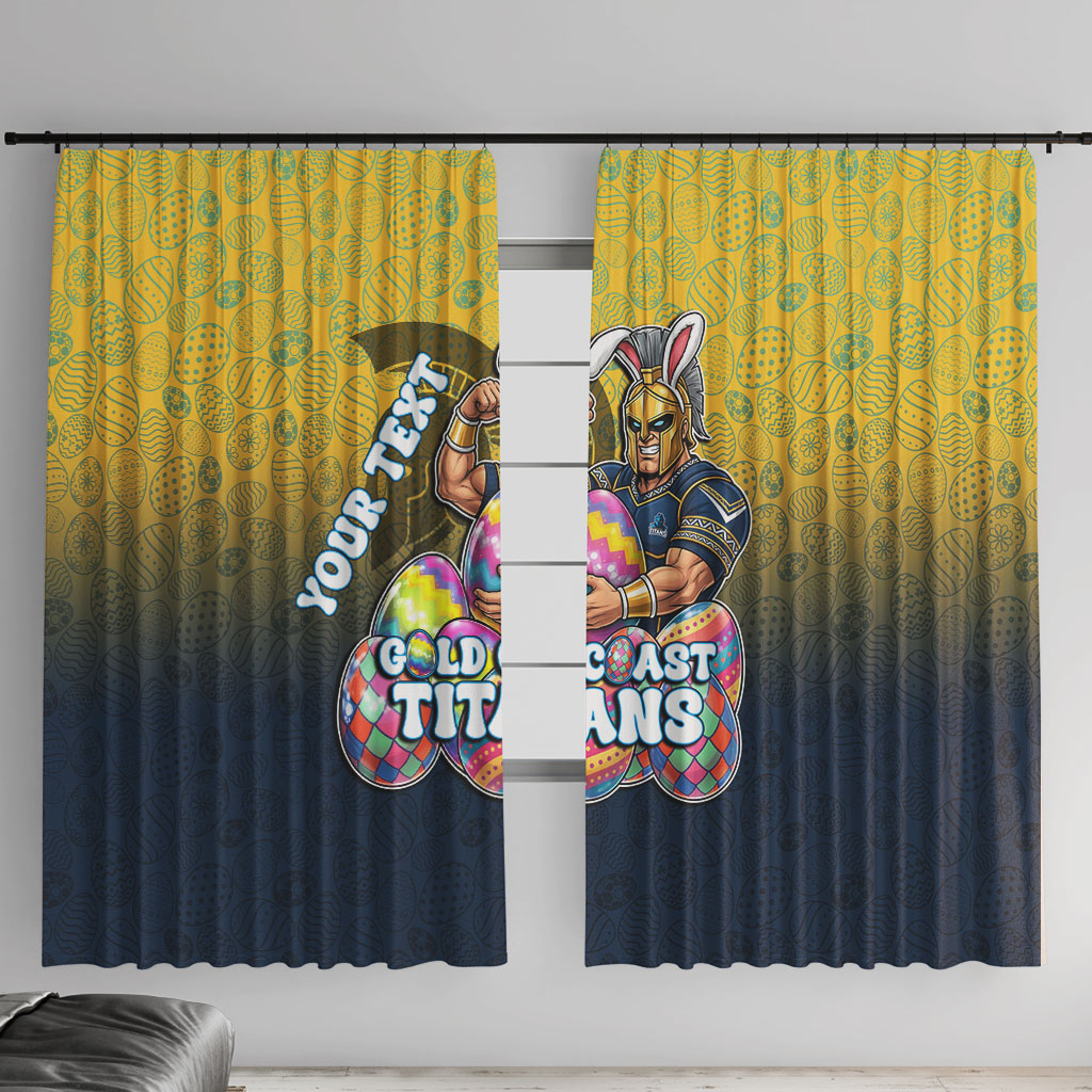 Personalized Gold Coast Titans Window Curtain Easter Mascot - Colorful Eggs Cartoon Style
