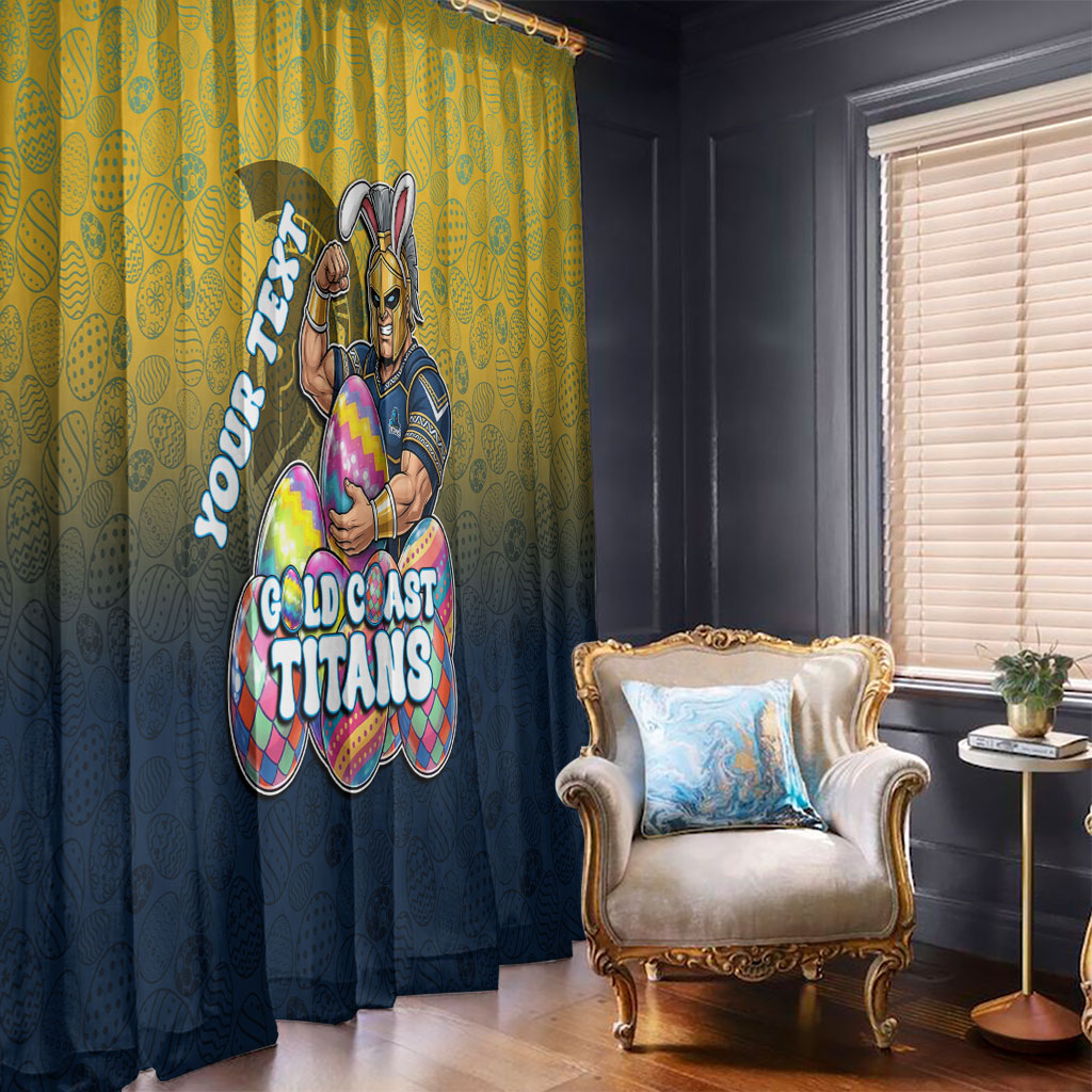 Personalized Gold Coast Titans Window Curtain Easter Mascot - Colorful Eggs Cartoon Style