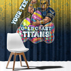 Personalized Gold Coast Titans Window Curtain Easter Mascot - Colorful Eggs Cartoon Style