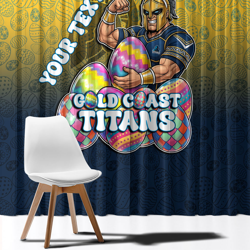 Personalized Gold Coast Titans Window Curtain Easter Mascot - Colorful Eggs Cartoon Style