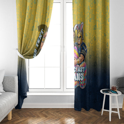 Personalized Gold Coast Titans Window Curtain Easter Mascot - Colorful Eggs Cartoon Style